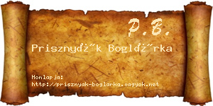 Prisznyák Boglárka névjegykártya