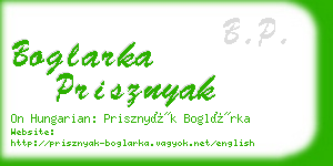 boglarka prisznyak business card